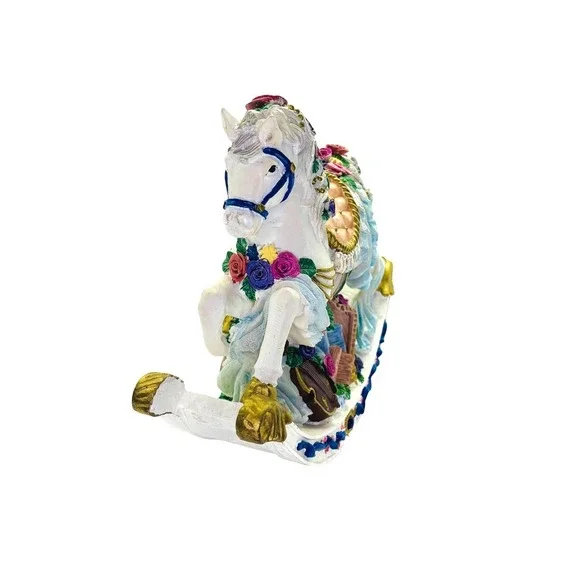 Vintage World Bazaars Inc. Rose‎ Covered Musical Rocking Horse Elegant - Picture 9 of 16